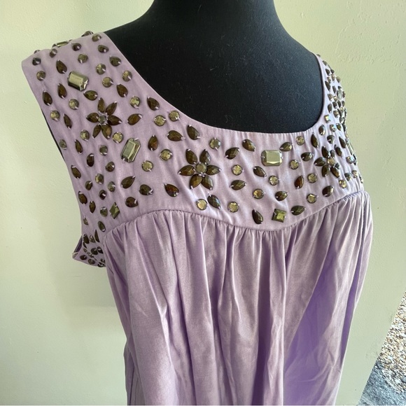 Sam & Max Designer Sleeveless Embellished Woven Top! Lilac! Great condition  XL - Picture 6 of 10
